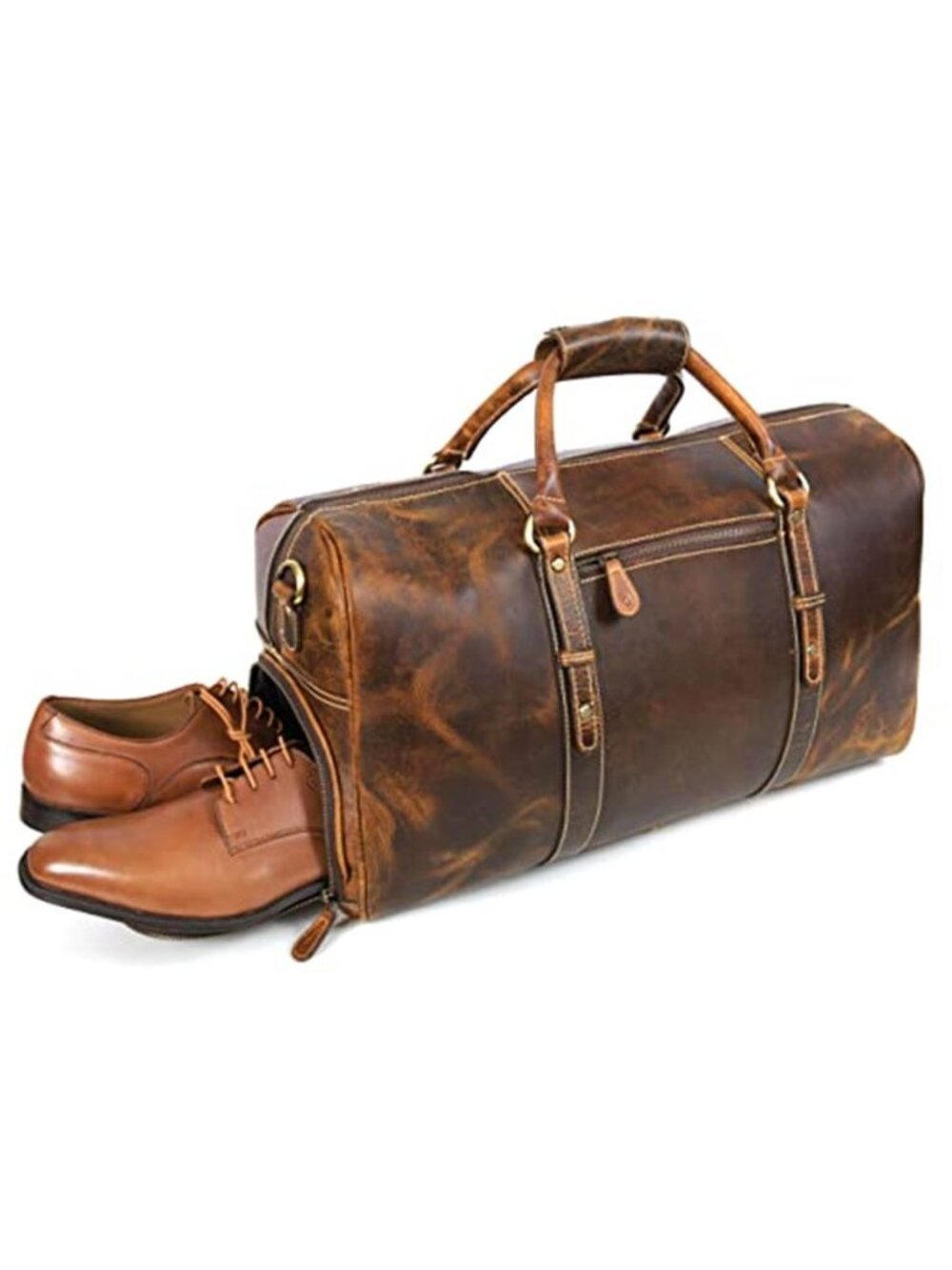 Men's Leather Travel Duffel BagGym Sports Bag Airplane Luggage Carry-On Bag